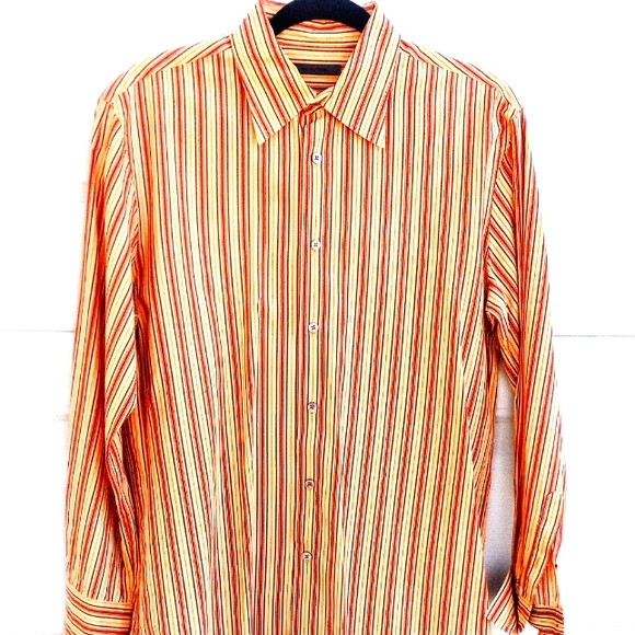 JOHN VARVATOS STRIPE  COTTON BUTTON DOWN- MEDIUM - Picture 1 of 6